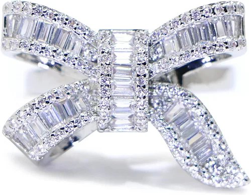 Vista 2 de Anillo de plata de ley 925 brillante con piedras preciosas de diamantes de circonita cúbica, anillo de mariposa de diamantes de circonita cúbica