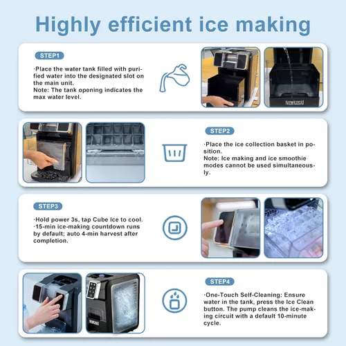 Vista 3 de Máquina de hielo 2 en 1 y máquina de hielo afeitado, 21 cubos/20 Blanco