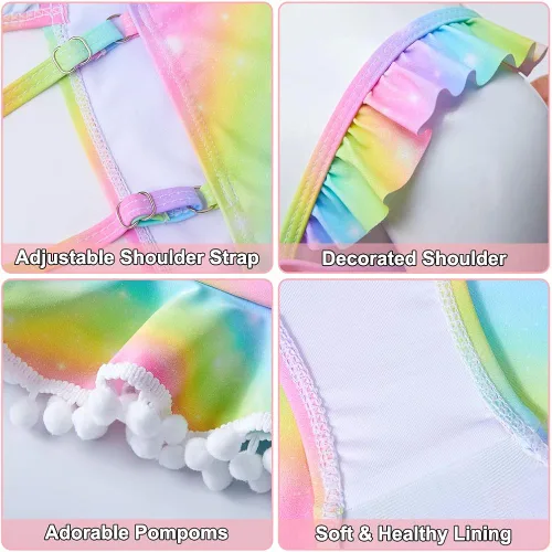 Vista 4 de Play Tailor Traje de baño de una pieza para niñas, traje de baño de unicornio