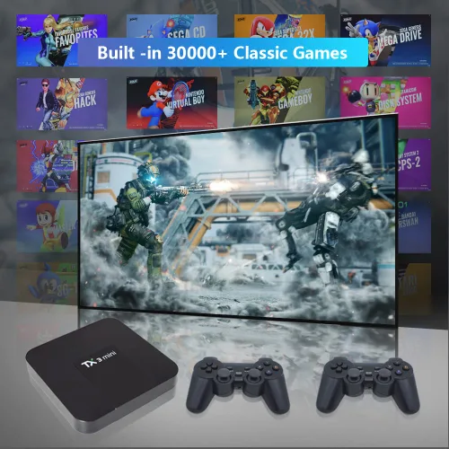 Vista 2 de FRIGEDAEG TX3 Game Console With 30000+ Games,Wireless Video Game Console For PCTVProjectorEmuELEC 4.3Android 8.1CoreELEC System 3 In 1, 4K HD