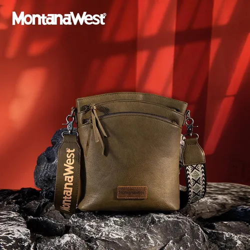 Vista 6 de Montana West Bolso cruzado grande con bolsillo con cremallera múltiple con correa de guitarra