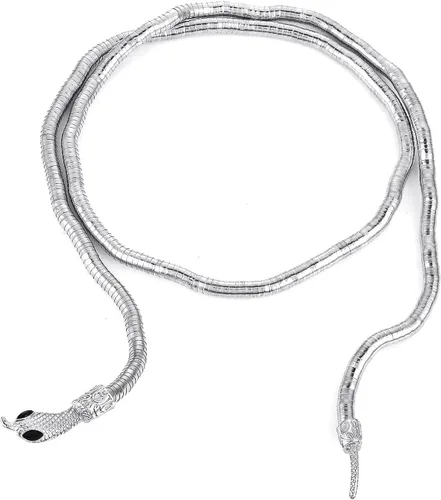 Vista 7 de Lusofie Pulsera de serpiente, brazalete abierto de serpiente, brazalete ajustable, gargantilla de serpiente punk, flexible, multiusos, collar
