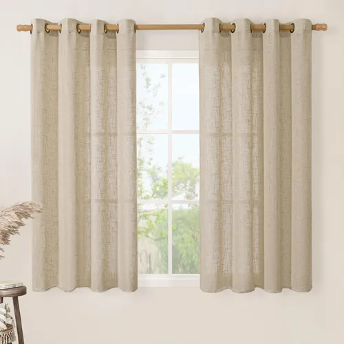 Vista 184 de LAMIT Cortinas de lino marrón caramelo para sala de estar, 84 pulgadas, de lino sintético, texturizado, filtrante de luz, paneles de privacidad