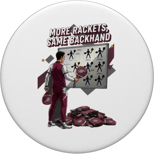 Vista 3 de More Rackets Same Backhand Funny Padel Player Illustration PopSockets Adhesive PopGrip