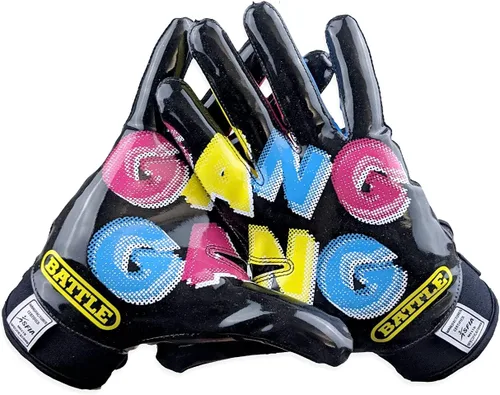 Vista 18 de Battle Sports - Guantes de fútbol americano para receptor abierto con dorso de mano, ultraadherentes y con agarre, antideslizantes, para adultos