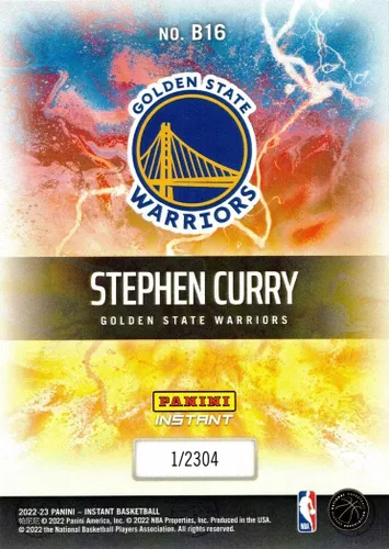 Vista 2 de Tarjeta de baloncesto 2022-23 Panini Instant Breakaway #B16 Stephen (Steph) Curry Warriors