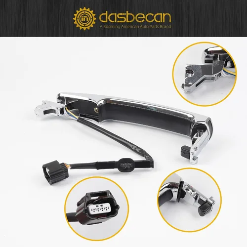Vista 5 de Dasbecan 2 piezas de manija de puerta delantera exterior inteligente de entrada sin llave cromada compatible con Nissan Rogue 2010-2013, lado