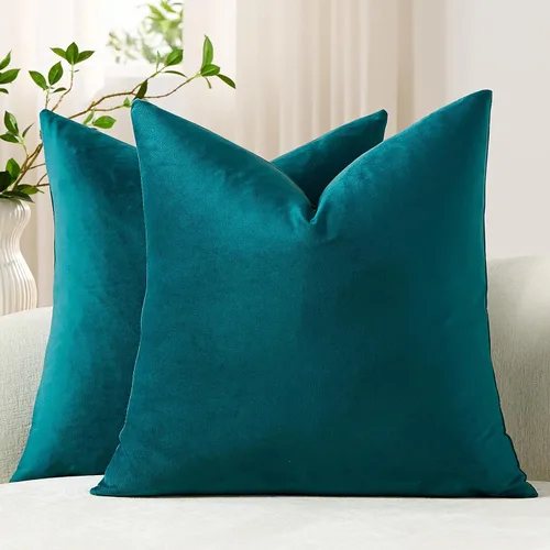 Vista 44 de Fundas de almohada de 16 x 16 pulgadas, color beige: paquete de 2 fundas de almohada decorativas de terciopelo suave y acogedoras para sofá, sala