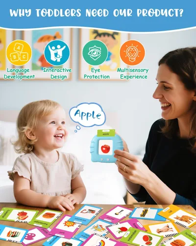 Vista 2 de Tarjetas didácticas hablantes en inglés de 224 palabras con música, juguetes educativos Montessori para niños pequeños, terapia del habla