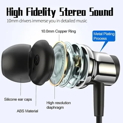 Vista 4 de Auriculares USB C para Samsung S25 S24 S23 Ultra FE S22 A55 A54 Auriculares con Cable Magnéticos Intrauditivos Tipo C con Micrófono Control