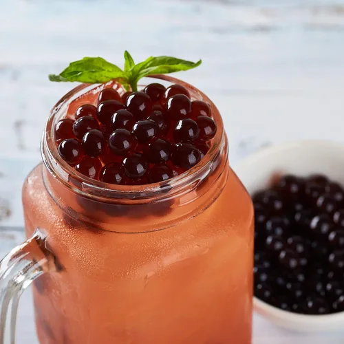 Vista 9 de Tea Zone Popping Pearls. Popping Boba, perlas negras con jugos saborizados, frasco de 7 Lb