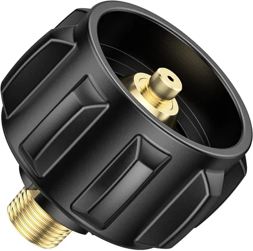 Vista 7 de 1 enchufe adaptador de tanque de gas propano POL con exceso de flujo a rosca macho NPT de 1/4 pulgadas, conector de tanque de propano de 5-100