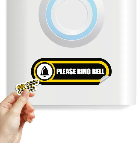 Vista 5 de Tiny Please Ring Bell Sign 3 tamaños de calcomanías para timbre de puerta Tamaños pequeños perfectos para timbre de video Letrero de campana