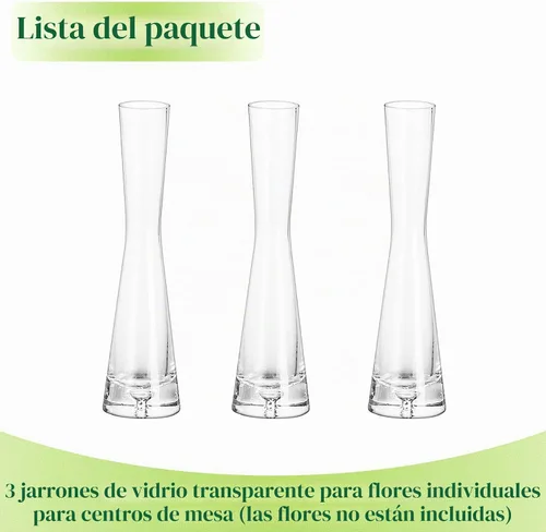 Vista 7 de Hewory Jarrones de Cristal para Brotes para Centros de Mesa, Juego de 3, Hechos a Mano, Modernos, Transparentes, Pequeños, Delgados, Decorativos