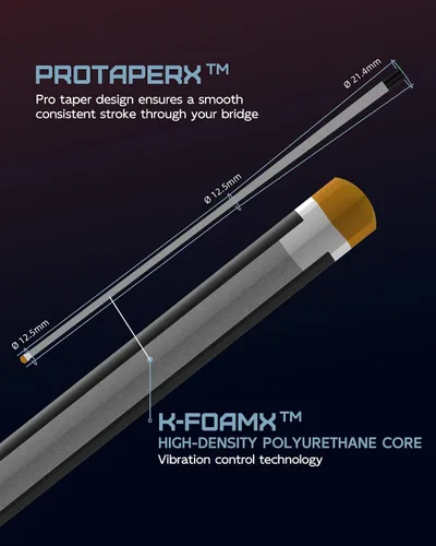 Vista 5 de KONLLEN 2.0 Carbon Fiber Pool Cue, Low Deflection Billiard Stick 58-inch cue with 12.5mm tip and pro taper shaft supports stable control for