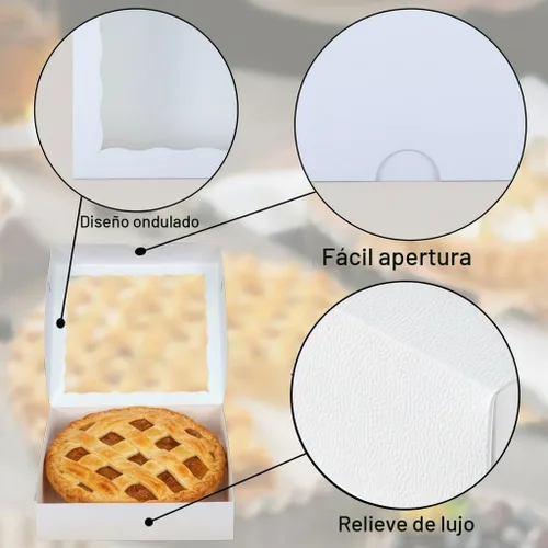 Vista 5 de RomanticBaking 24 piezas cajas blancas para pasteles de 10 x 10 x 2.5 pulgadas con ventana - Perfectas para galletas, fresas cubiertas de chocolate