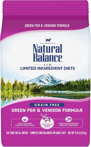 Vista 17 de Natural Balance Alimento seco para gatos adultos sin granos de ingredientes limitados, receta de pato reserva y guisantes verdes, 10 libras