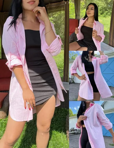 Vista 5 de HOTOUCH - Camisas de novio para mujer con botones, manga larga, blusa con puños, camisa con cuello