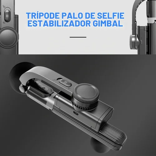 Vista 7 de Estabilizador de cardán para smartphone, con palo selfie retráctil y trípode, control remoto multifunción de 1 eje con rotación automática de 360°