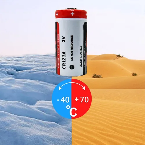 Vista 3 de Paquete de 2 baterías de litio CR123A de 3 V de 1400 mAh para cámaras, linterna, alarma, sensores inteligentes (no recargables)