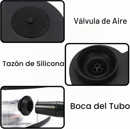 Vista 4 de Conjunto de cachimba de acrílico Modelo Heart Shisha Nargile Sheesha Narguile Chicha Cachimbas Kit (negro)