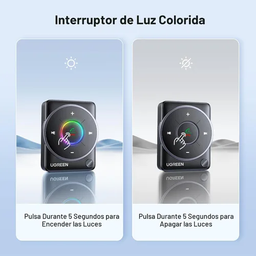 Vista 9 de UGREEN Adaptador auxiliar Bluetooth 5.4 para automóvil, [conexión mejorada y cancelación de ruido], receptor auxiliar Bluetooth con cable trenzado
