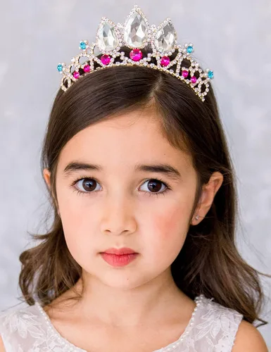 Vista 2 de SWEETV Tiaras de princesa para niñas pequeñas, diadema de corona, cumpleaños, boda, Halloween, cosplay, accesorios para el cabello