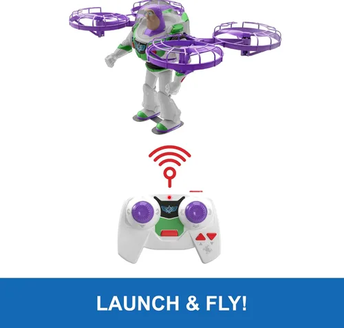 Vista 3 de Mattel Disney y Pixar Toy Story 5 Flying RC, Hi-Tech Edition Buzz Lightyear Control remoto Electronic Split Wing Space Ranger