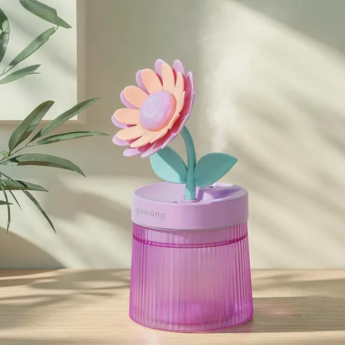 Vista 7 de Mini humidificador de flores bonitas, humidificadores de escritorio pequeños de niebla fría, humidificadores portátiles de escritorio personal USB