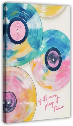 Vista 30 de YFET Tocadiscos vintage Y2K Room Flowers Pink Retro Music Lover Preppy Room - Póster artístico de pared y arte de pared, póster moderno