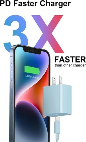 Vista 2 de ROMITAZ Cargador rápido USB C para iPhone 14, 13, 12, 11, paquete de 2, cable de carga rápida de 6 pies compatible con iPhone 14/14 Pro/14 Pro Azul