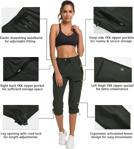 Vista 2 de ChinFun Pantalones capri de senderismo para mujer, de secado rápido, resistentes al agua, UPF 50+