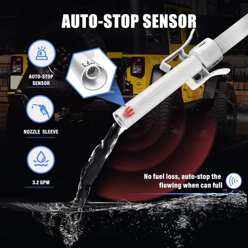 Vista 4 de Nitigo Bomba de transferencia de combustible con sensor de parada automática y protección contra fugas (3.2 GPM), bomba de transferencia portátil