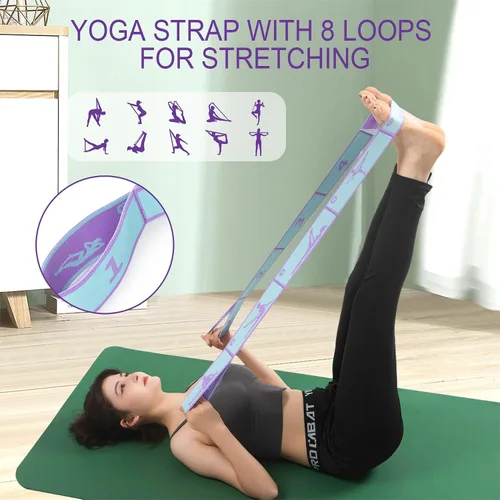 Vista 7 de Correas elásticas de yoga para terapia física, danza, yoga, pilates, gimnasia, ejercicio, flexible, para mujeres y hombres