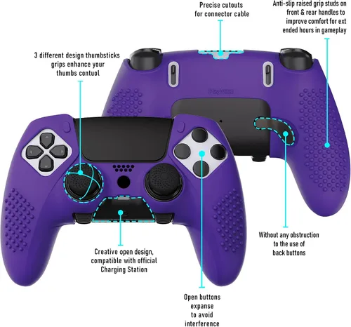 Vista 82 de PlayVital 3D Studded Edition Anti-Slip Silicone Cover Case for ps5 Edge Controller, Soft Rubber Protector Skin for ps5 Edge Wireless Controller with