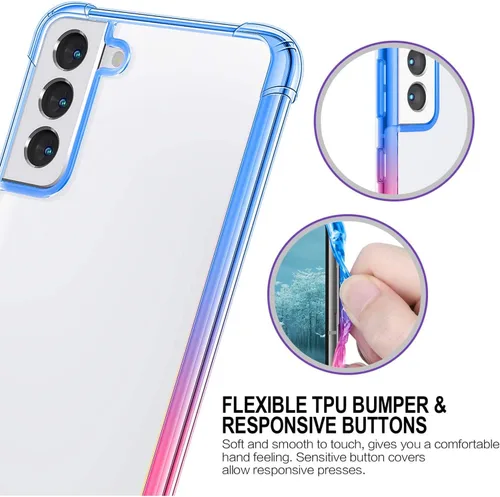 Vista 4 de Funda para Galaxy S21 Plus - Funda protectora delgada transparente con degradado para Samsung Galaxy S21 Plus de 6.7 pulgadas 2021 (rosa azul)