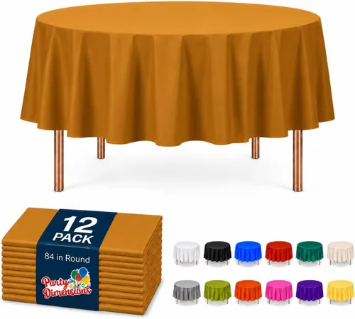 Vista 32 de Party Dimensions Mantel de plástico negro, paquete de 12 manteles rectangulares desechables de 54 x 108 pulgadas para mesas de 6 a 8 pies
