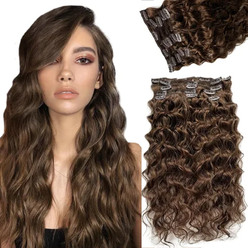 Vista 19 de Extensiones de cabello humano real con clip, de 12 pulgadas, para mujer, color rubio plateado, balayage, 2.47 oz, 7