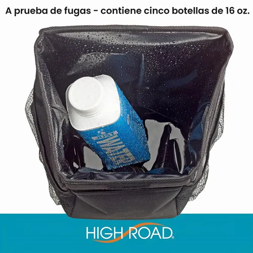 Vista 5 de High Road StashAway - Bote de basura resistente de servicio pesado para automóvil con tapa de goma, 3 bolsillos de almacenamiento y paneles Negro