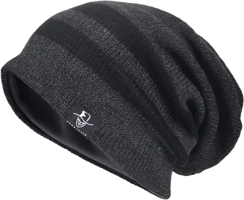 Vista 7 de VECRY Gorro de punto holgado para hombre, diseño de cráneo, largo y holgado, hip-hop, para invierno y verano, B305 B305-negro