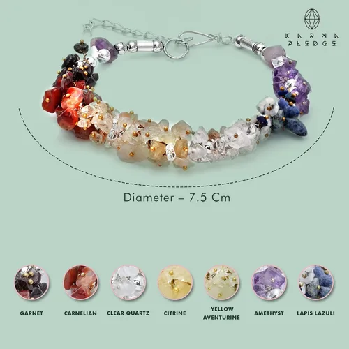 Vista 5 de Karma Pledge - Pulsera de cristal curativo pulseras de chakras para mujeres y hombres pulsera para meditación energía positiva y equilibrio pulseras