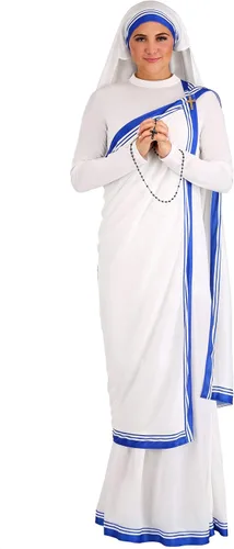 Vista 2 de Disfraz de madre Teresa para mujer, Blanco
