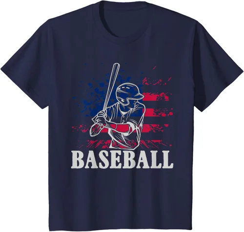Vista 81 de Camiseta de béisbol deportiva estadounidense con bandera estadounidense, Negro, S