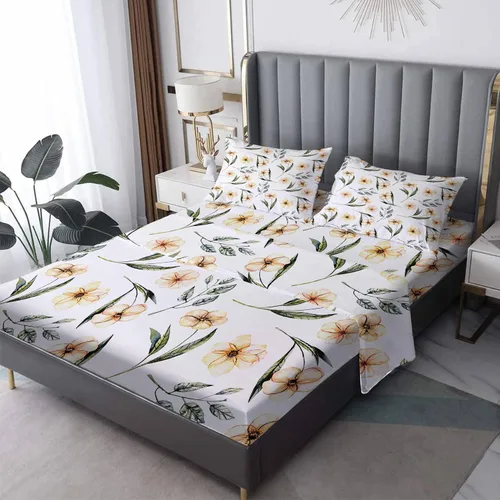 Vista 8 de Sábanas para plantas tamaño individual, sábanas botánicas de hojas, sábanas y fundas de almohada estampadas de 3 piezas, sábana bajera ajustable