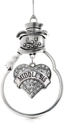Vista 34 de Inspired Silver - Big Sis - Adorno de Navidad plateado - Adorno de árbol de Navidad con dije de corazón con circonita cúbica - Decoración colgante