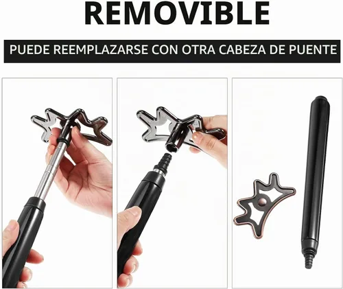 Vista 4 de Sumind - Palo de puente retráctil para taco de piscina, cabeza extraíble Negro