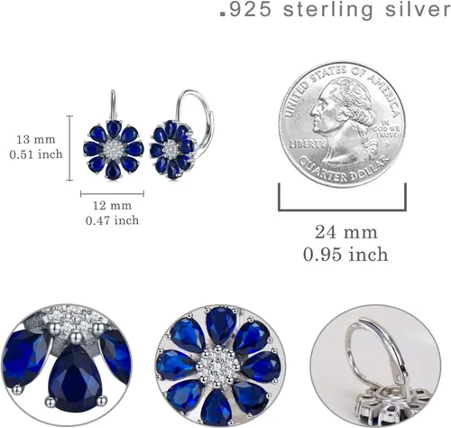 Vista 4 de Aretes de plata de ley 925 con diseño de zafiroflor de amatista azul para mujer