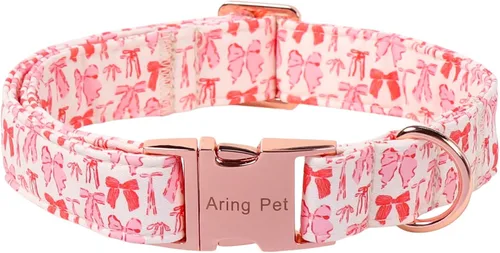 Vista 82 de Aring Pet Collar de algodón, ligero y ajustable, con hebilla de liberación rápida, para perros pequeños, medianos y grandes, para cachorros, S, Hoja