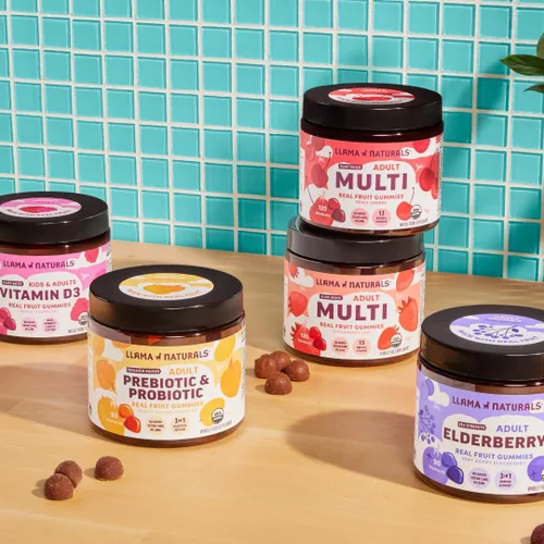 Vista 7 de Llama Naturals Probióticos para mujeres y hombres con fibra prebiótica, veganas, orgánicas, gomitas probióticas para apoyo a la salud intestinal
