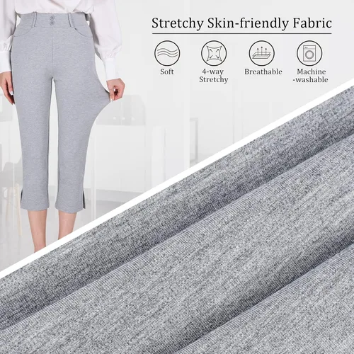 Vista 3 de KOSIWU Pantalones de vestir capri para mujer de 21.5 pulgadas25 pulgadas, pantalones de oficina recortados con pantalones elásticos para negocios